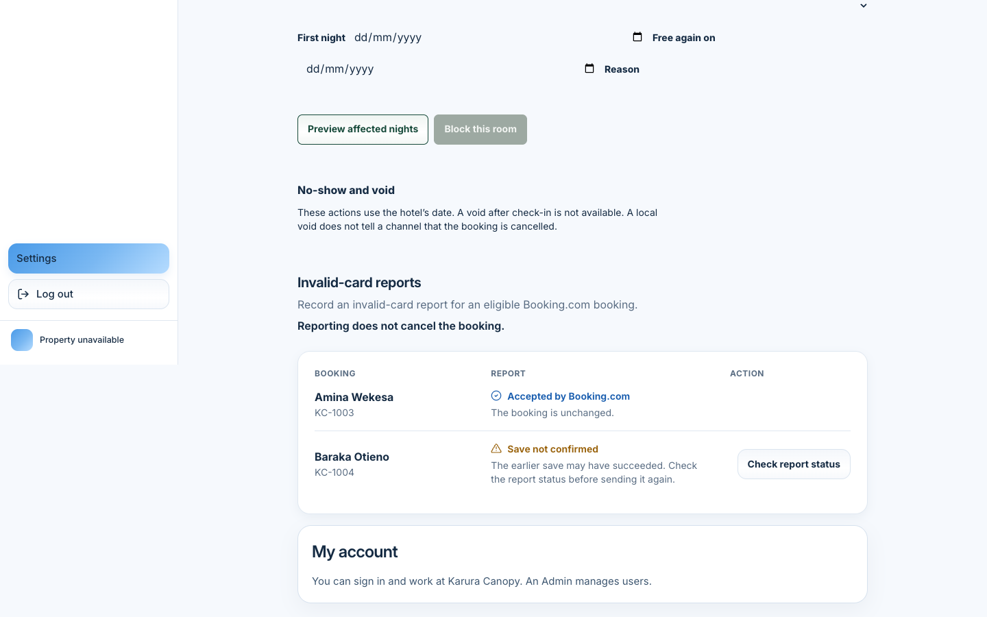 Accepted booking beside an unresolved save