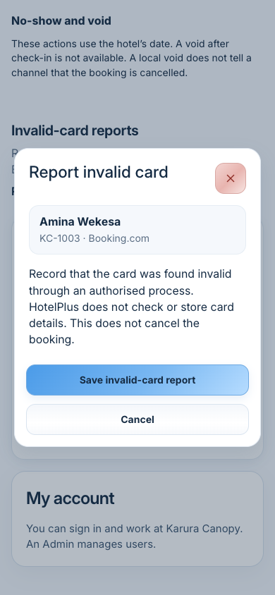 Report invalid card dialog at 390