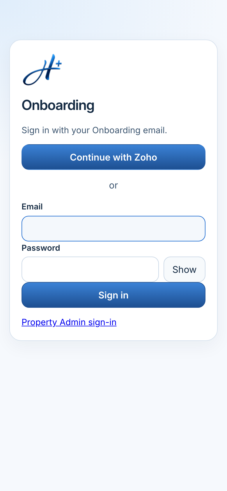 Phone email field focused