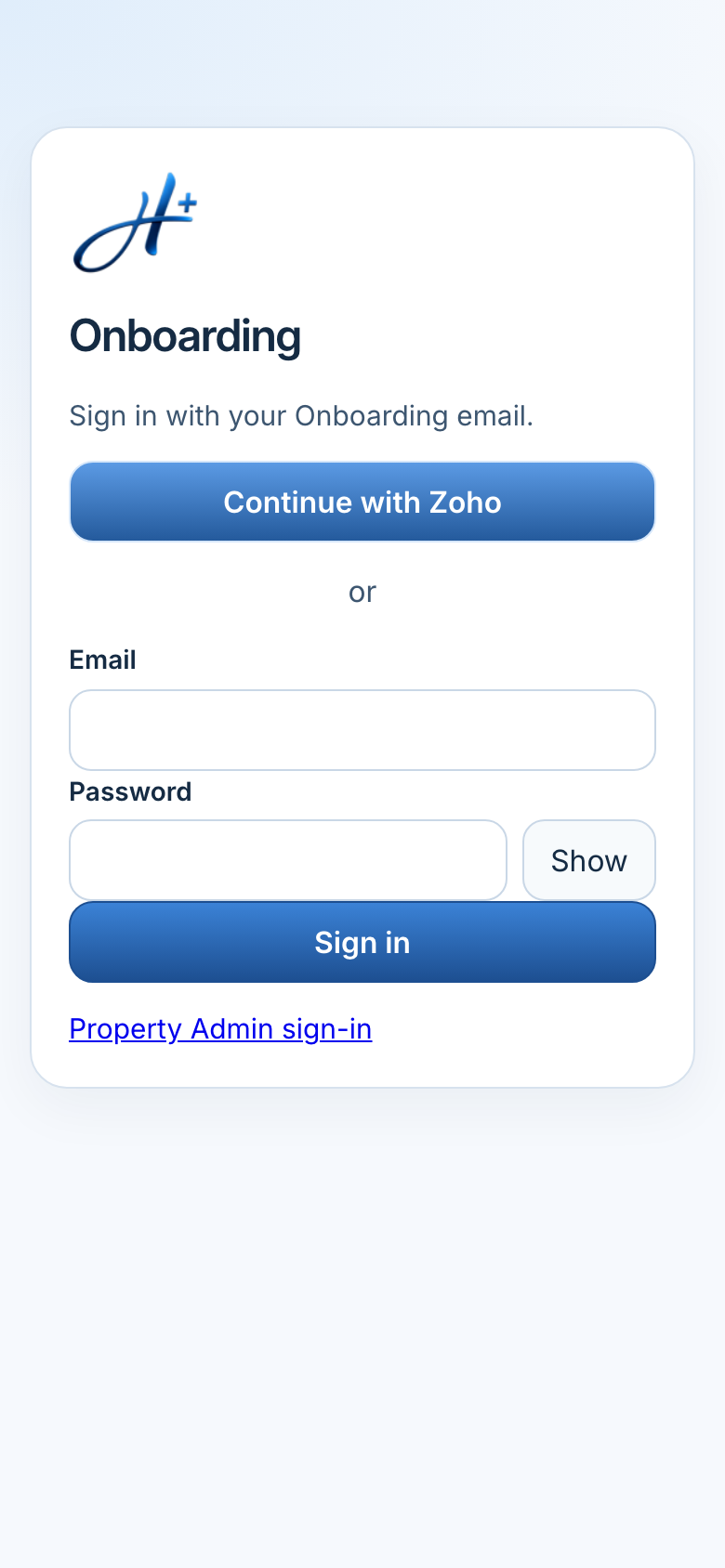 Phone Continue with Zoho focused